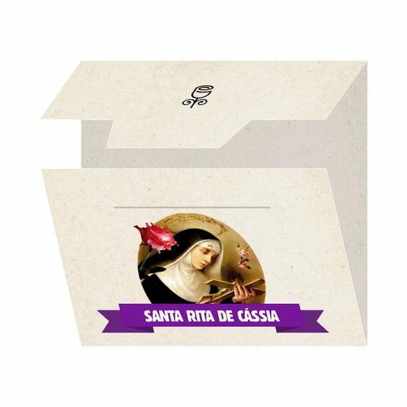 Cartão personalizado + medalhinha de Santa Rita