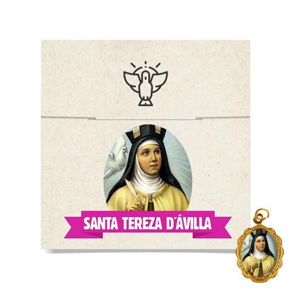 Cartão Personalizado + Medalhinha de Santa Tereza D´ávila