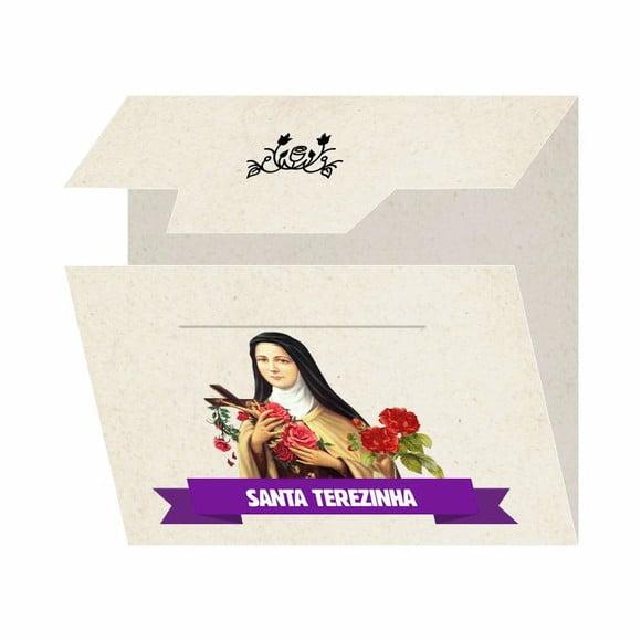 Cartão personalizado + medalhinha de Santa Terezinha