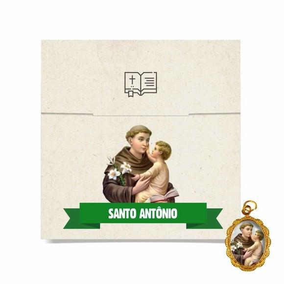 Cartão personalizado + medalhinha de Santo Antonio
