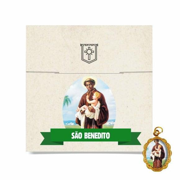 Cartão personalizado + medalhinha de São Benedito