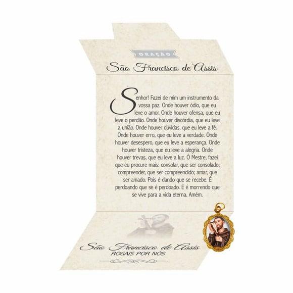 Cartão personalizado + medalhinha de São Francisco de Assis