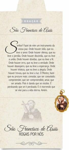 Cartão personalizado + medalhinha de São Francisco de Assis
