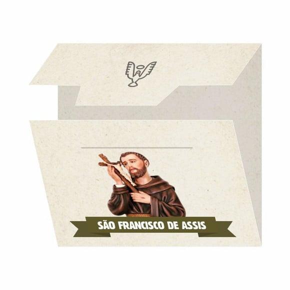 Cartão personalizado + medalhinha de São Francisco de Assis