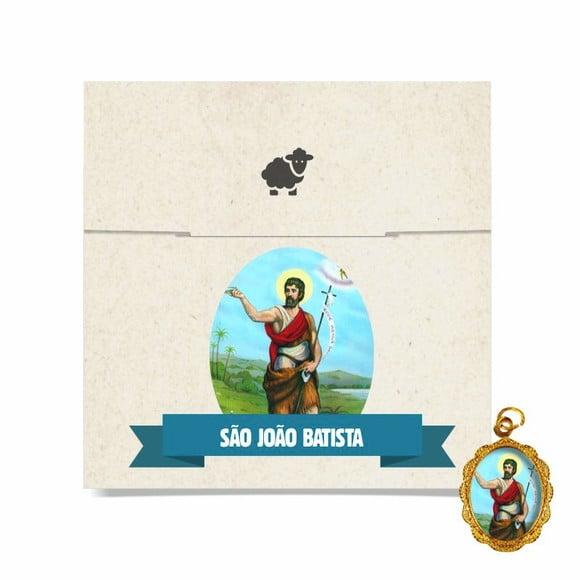 Cartão personalizado + medalhinha de São João Batista