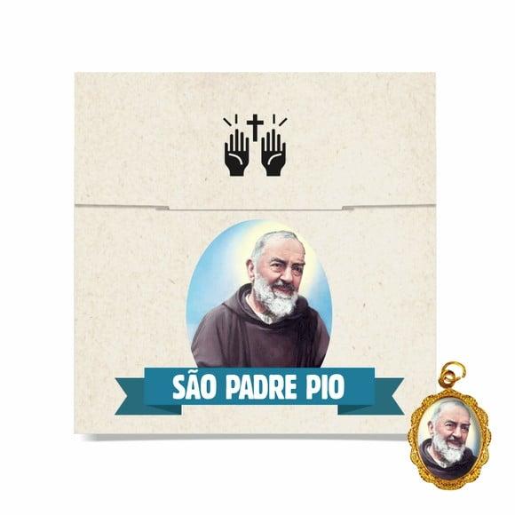 Cartão Personalizado + Medalhinha de São Padre Pio