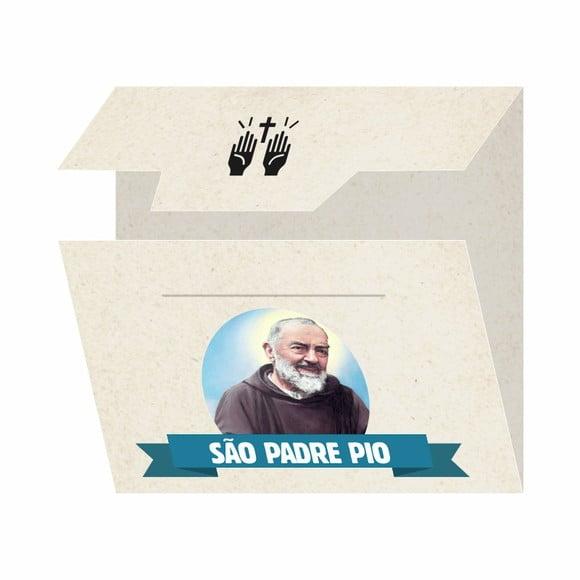 Cartão Personalizado + Medalhinha de São Padre Pio