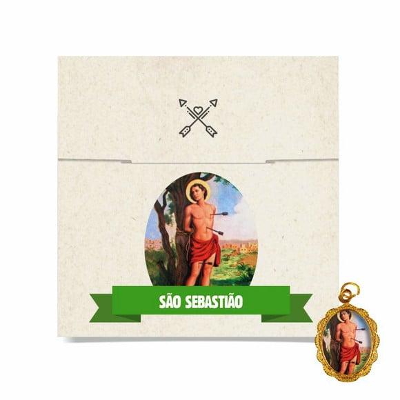 Cartão personalizado + medalhinha de São Sebastião