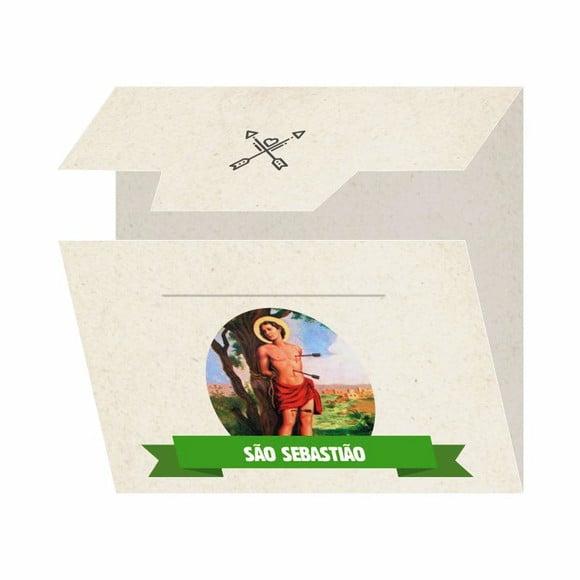 Cartão personalizado + medalhinha de São Sebastião