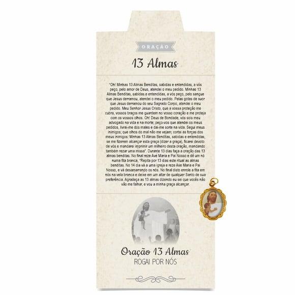 Cartão Personalizado + Medalhinha Oração das 13 Almas