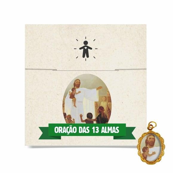Cartão Personalizado + Medalhinha Oração das 13 Almas