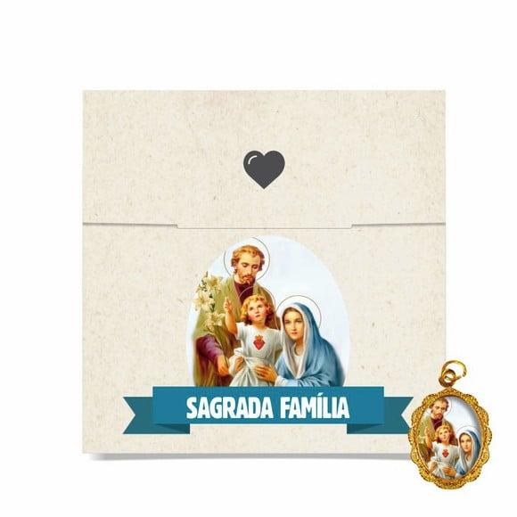 Cartão personalizado + medalhinha Sagrada Família
