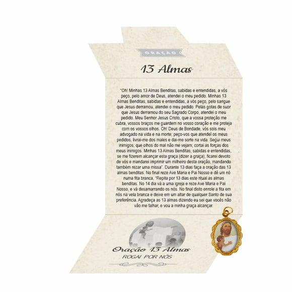 Cartão Personalizado + Medalhinha Oração das 13 Almas