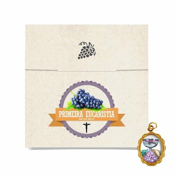 Cartão personalizado 1ª Eucaristia + medalhinha