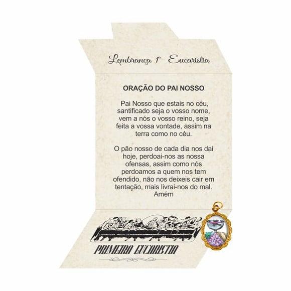 Cartão personalizado 1ª Eucaristia + medalhinha