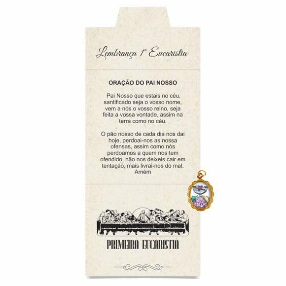 Cartão personalizado 1ª Eucaristia + medalhinha