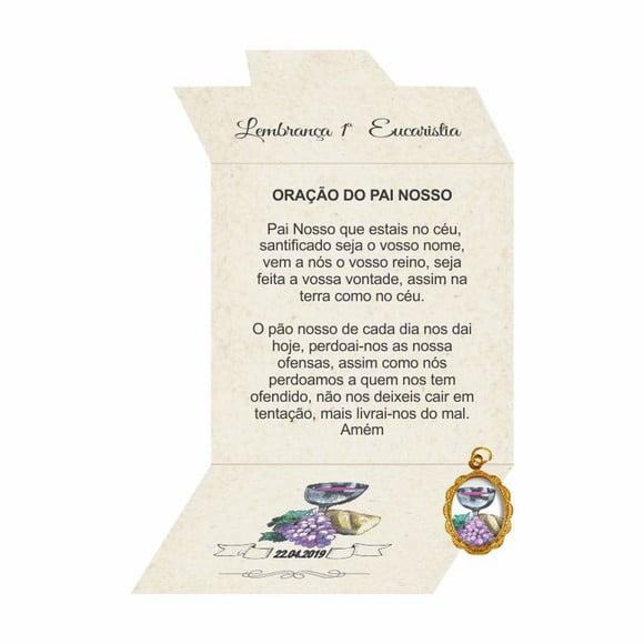 Cartão personalizado 1ª Eucaristia + medalhinha