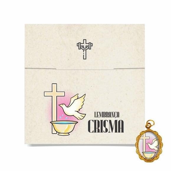 Cartão personalizado Crisma + medalhinha