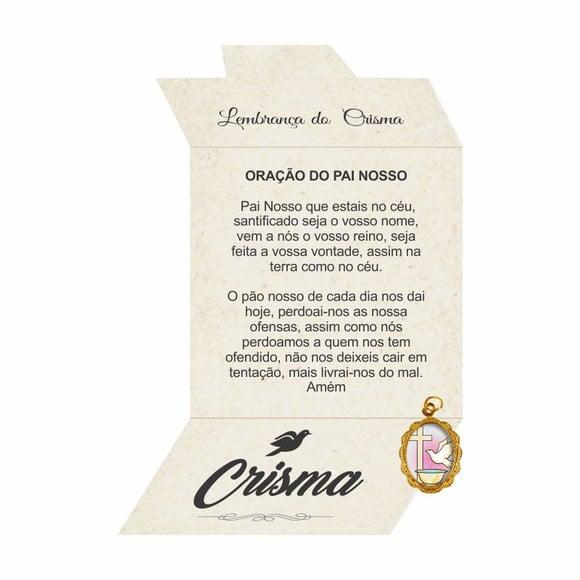 Cartão personalizado Crisma + medalhinha