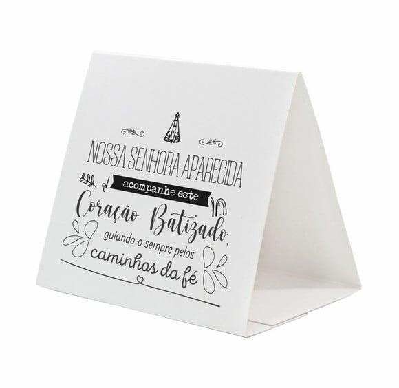 Cartão Prisma Batismo Personalizado. c/ Aplique Medalha Nsra