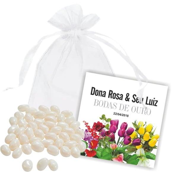 CASAMENTO - SAQUINHO DE ORGANZA + MINI CARTÃO - MOD.02