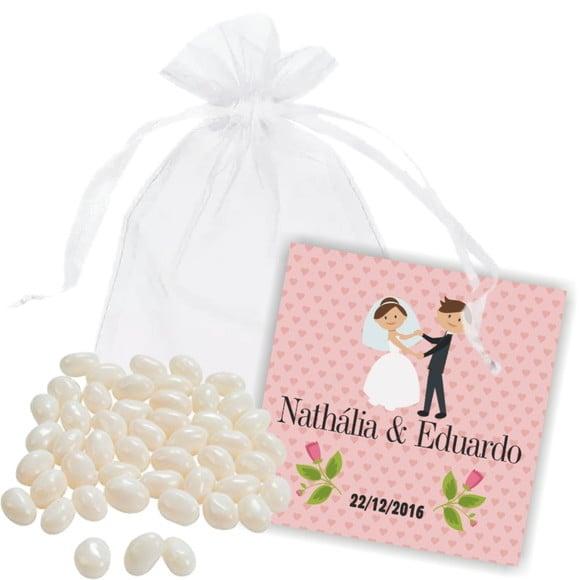 CASAMENTO - SAQUINHO DE ORGANZA + MINI CARTÃO - MOD.07