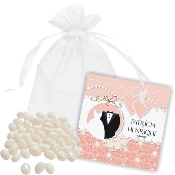 CASAMENTO - SAQUINHO DE ORGANZA + MINI CARTÃO - MOD.05
