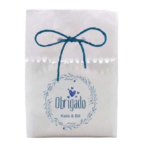 CASAMENTO - SAQUINHO PAPEL PERSONALIZADO. C/ FURO E CORDÃO