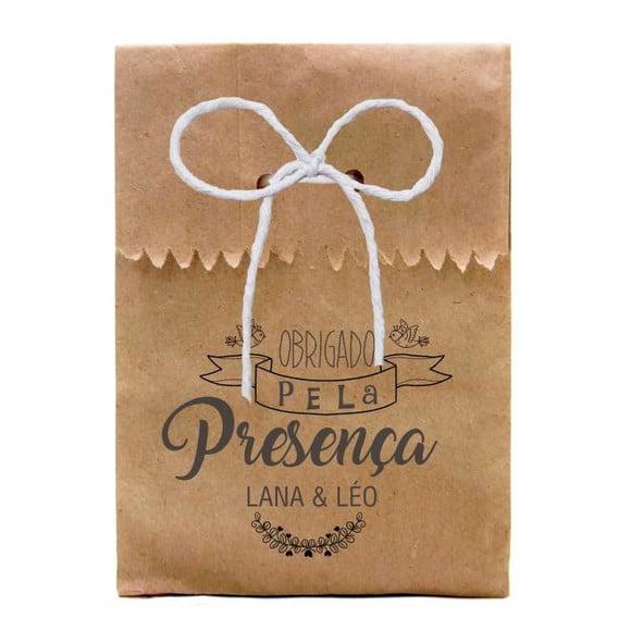 CASAMENTO - SAQUINHO PAPEL PERSONALIZADO. C/ FURO E CORDÃO