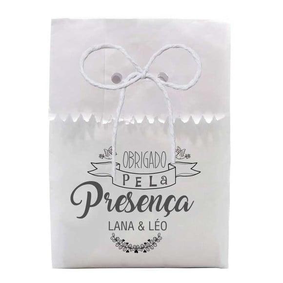 CASAMENTO - SAQUINHO PAPEL PERSONALIZADO. C/ FURO E CORDÃO