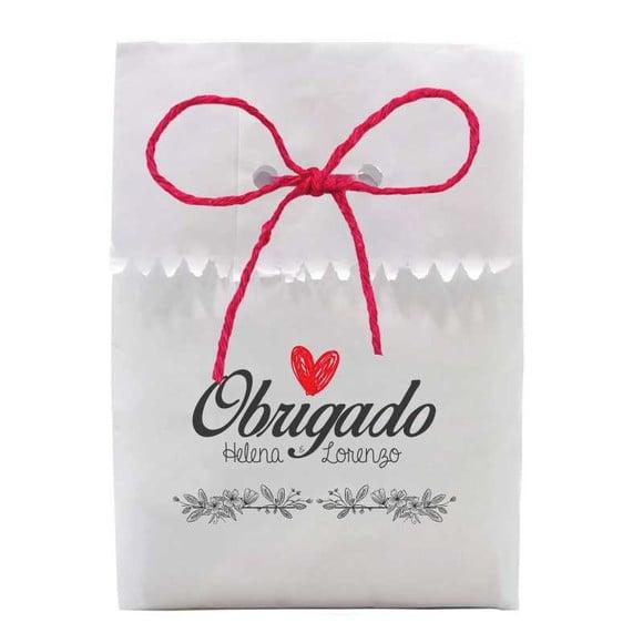 CASAMENTO - SAQUINHO PAPEL PERSONALIZADO. C/ FURO E CORDÃO