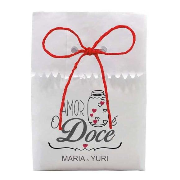 CASAMENTO - SAQUINHO PAPEL PERSONALIZADO. C/ FURO E CORDÃO