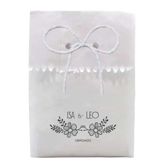 CASAMENTO - SAQUINHO PAPEL PERSONALIZADO. C/ FURO E CORDÃO