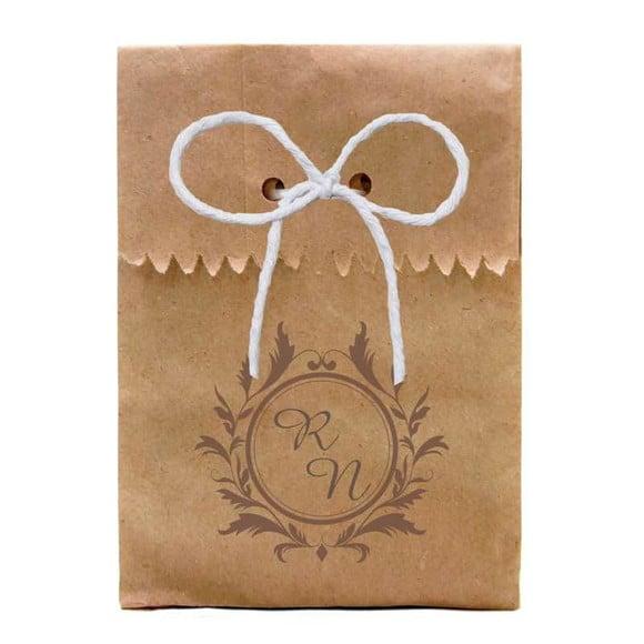 CASAMENTO - SAQUINHO PAPEL PERSONALIZADO. C/ FURO E CORDÃO
