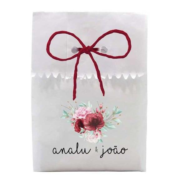CASAMENTO - SAQUINHO PAPEL PERSONALIZADO. C/ FURO E CORDÃO