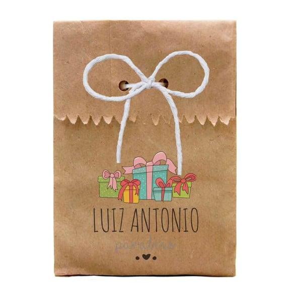 FESTAS - SAQUINHO PAPEL PERSONALIZADO. C/ FURO E CORDÃO