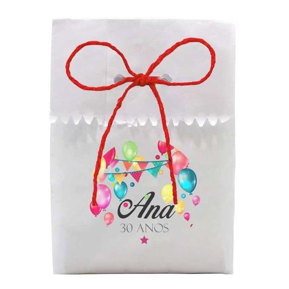 FESTAS - SAQUINHO PAPEL PERSONALIZADO. C/ FURO E CORDÃO