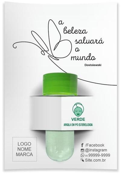 Kit Argila Facial Personalizado, Borboleta. Cor Verde.