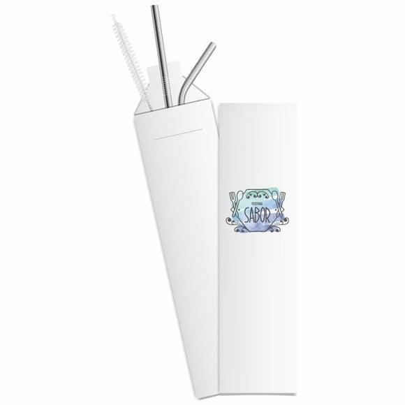 Kit Canudo Inox c/ 3 Pçs + Embalagem Personalizados