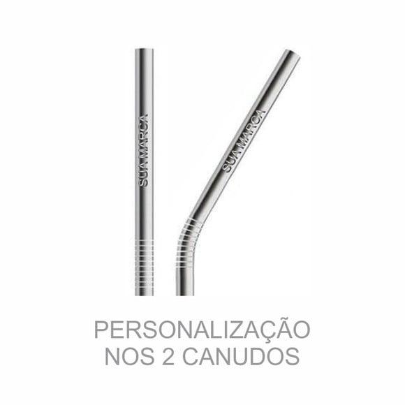 Kit Canudo Inox c/ 3 Pçs + Embalagem Personalizados Natal