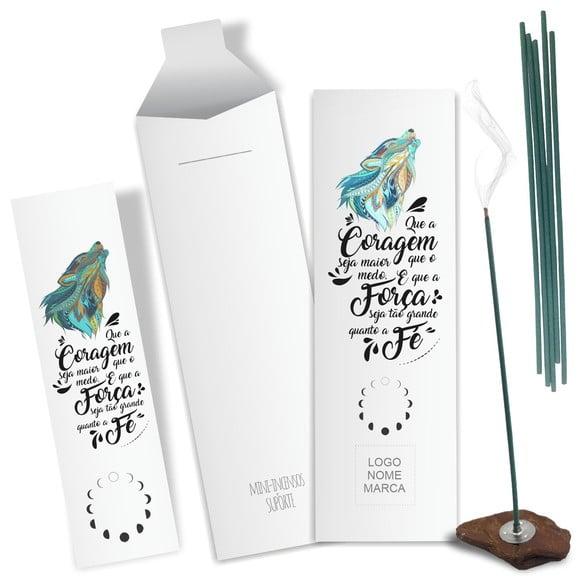 Kit Incenso Personalizado Coragem. Pacote c/ 24un