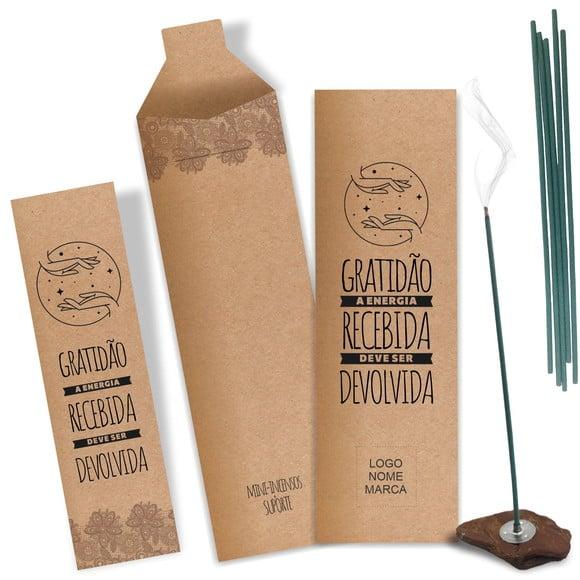 Kit Incenso Personalizado Energia Recebida. Pacote c/ 24un