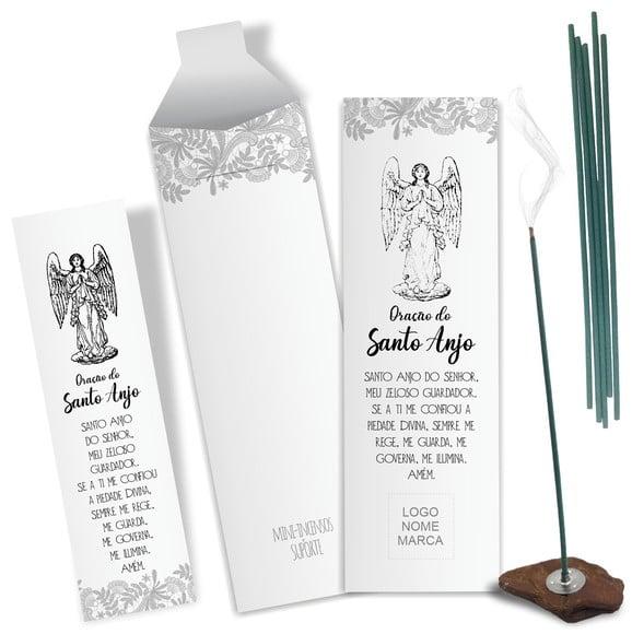 Kit Incenso Personalizado Oração Santo Anjo. Pacote c/ 24un