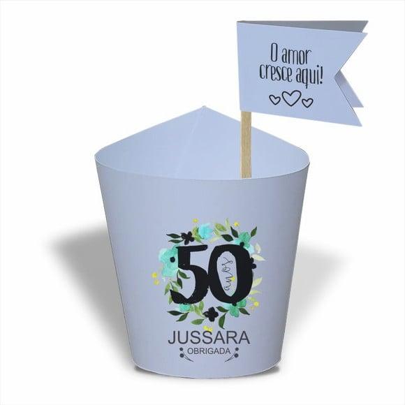 Rótulo mini suculenta + tag bandeira + palito. Aniversário