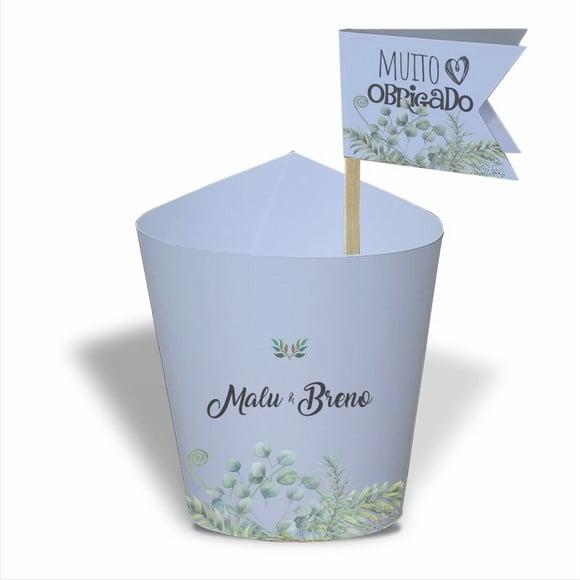 Rótulo mini suculenta + tag bandeira + palito. Casamento