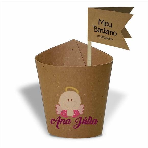 Rótulo mini suculenta + tag bandeirinha + palito. Infantil