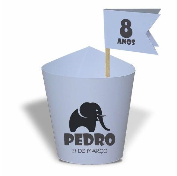 Rótulo mini suculenta + tag bandeirinha + palito. Infantil