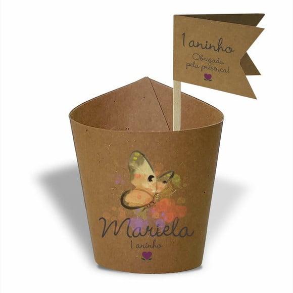 Rótulo mini suculenta + tag bandeirinha + palito. Infantil