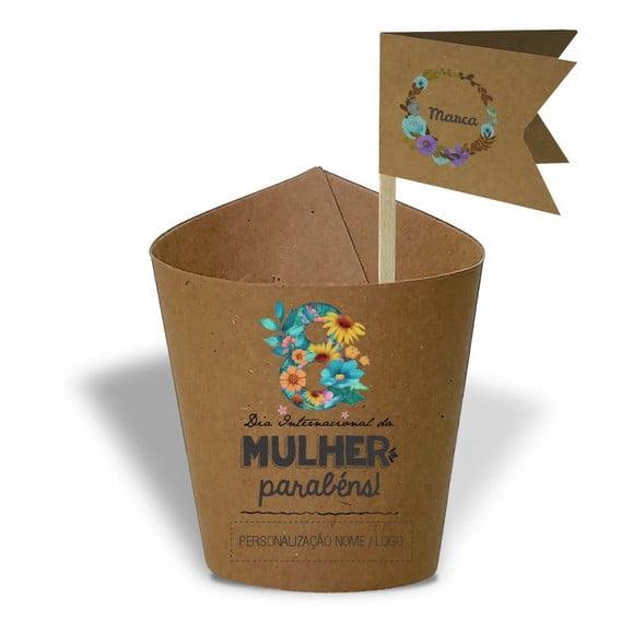 Rótulo Mini Suculenta Dia da Mulher, Personalizado. Mod.05