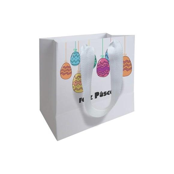 Sacolinha com Alça, Feliz Páscoa, Personalizada. Mod.01.